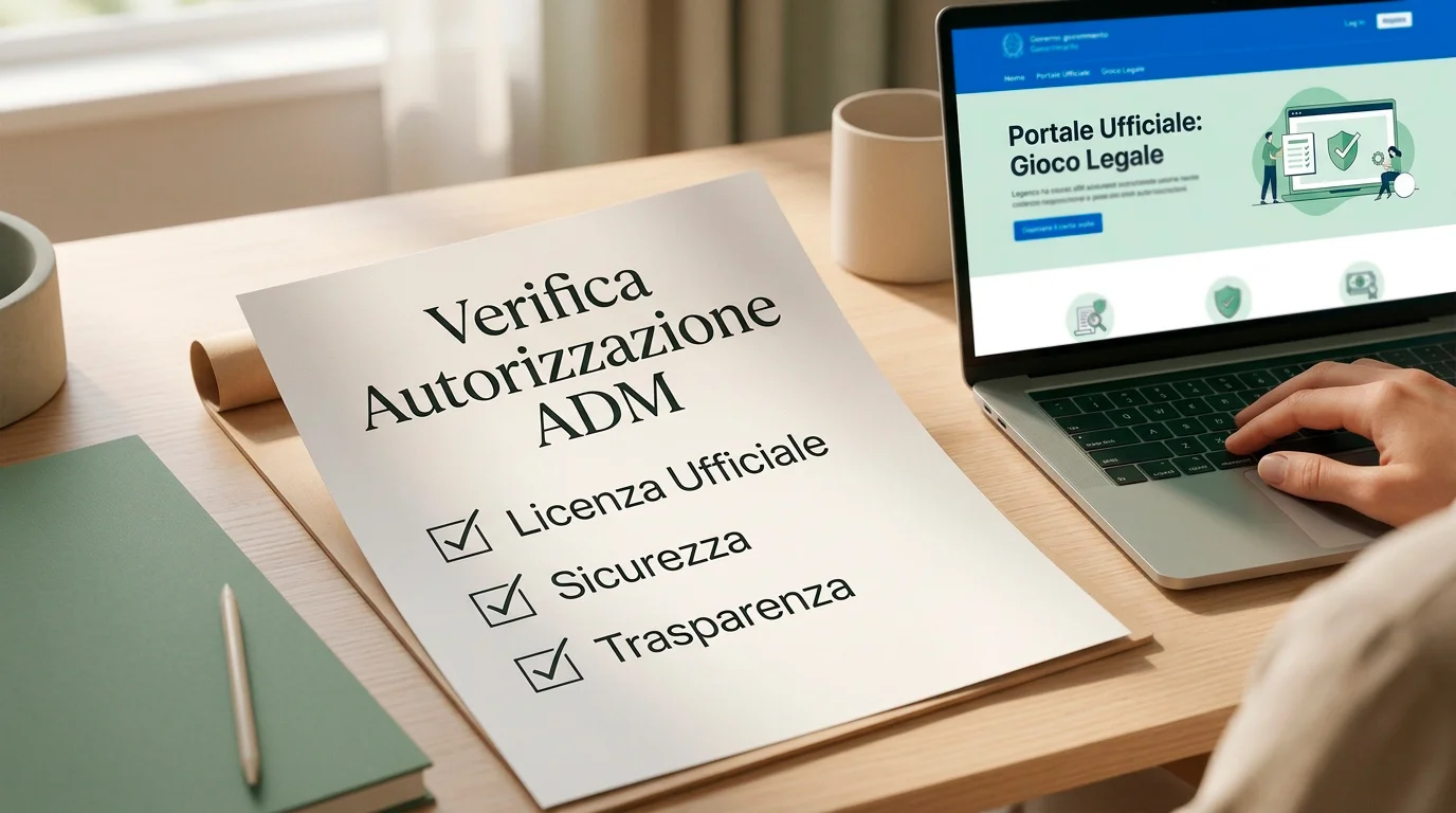 Scrivania ordinata con checklist di verifica ADM e documenti informativi